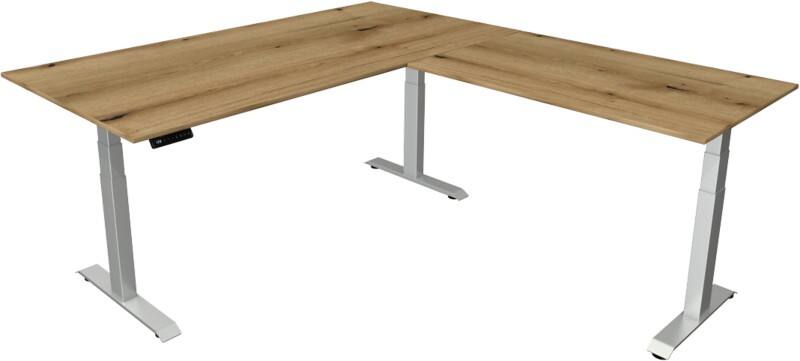 Kerkmann Elektronisch In hoogte verstelbaar Zit-sta-bureau Eiken T-poot 0 lades 0 ladeblokken 2.000 (B) x 2.200 (D) x 1.290 (H) mm Hout, Metaal