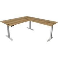 Bureau assis-debout Kerkmann Hauteur ajustable électriquement Chêne Piètement en T 0 tiroirs 0 caissons 2000 (l) x 2200 (p) x 1290 (h) mm Bois, métal