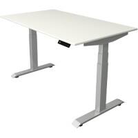 Bureau assis-debout Kerkmann Hauteur ajustable électriquement Blanc Piètement en T 0 tiroirs 0 caissons 1400 (l) x 800 (p) x 1290 (h) mm Bois, métal