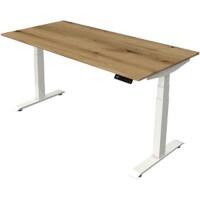 Bureau assis-debout Kerkmann Hauteur ajustable électriquement Chêne Piètement en T 0 tiroirs 0 caissons 1600 (l) x 800 (p) x 1290 (h) mm Bois, métal