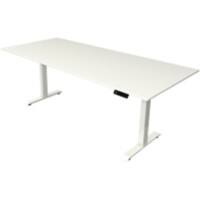 Bureau assis-debout Kerkmann Hauteur ajustable électriquement Blanc Piètement en T 0 tiroirs 0 caissons 2250 (l) x 1000 (p) x 1290 (h) mm Bois, métal
