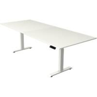 Bureau assis-debout Kerkmann Hauteur ajustable électriquement Blanc Piètement en T 0 tiroirs 0 caissons 2500 (l) x 1000 (p) x 1290 (h) mm Bois, métal