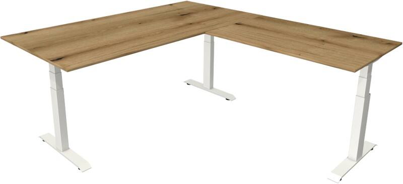 Bureau assis-debout Kerkmann Hauteur ajustable électriquement Chêne Piètement en T 0 tiroirs 0 caissons 2000 (l) x 2200 (p) x 1290 (h) mm Bois, métal