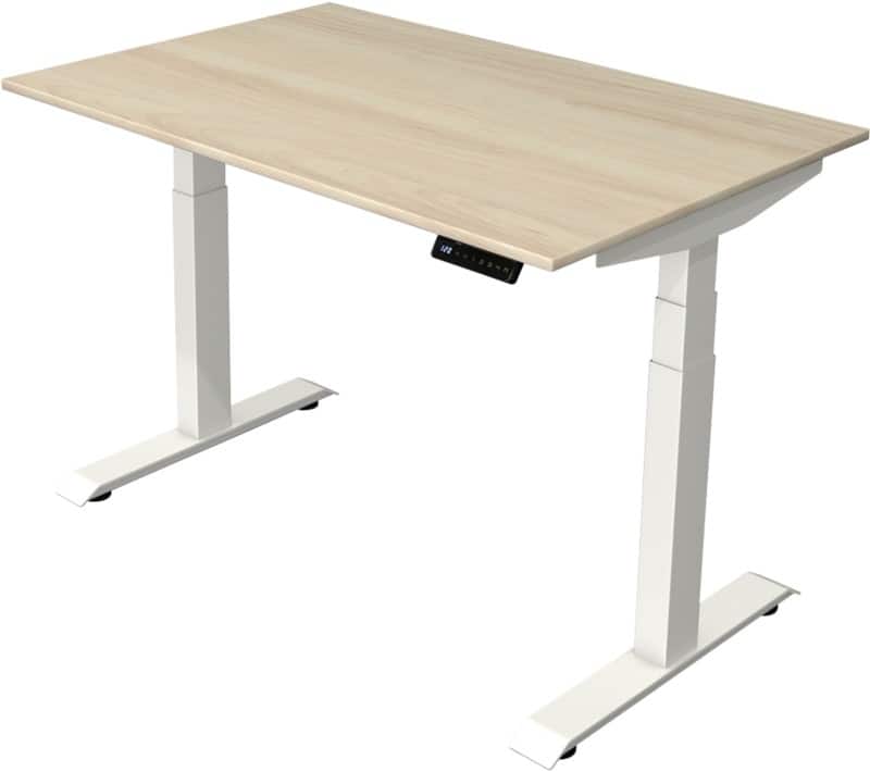 Kerkmann Elektronisch In Hoogte Verstelbaar Zit-sta-bureau Esdoorn T-poot 0 lades 0 ladeblokken 1.200 (B) x 800 (D) x 1.290 (H) mm Hout, Metaal