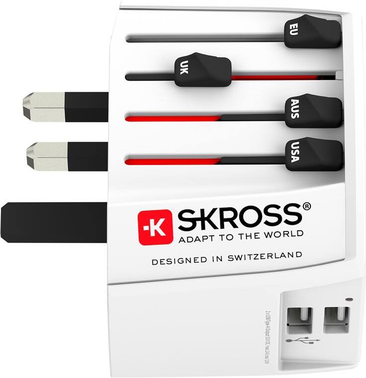 SKROSS Wereldreisadapter met 2 geïntegreerde USB-poorten SKR1302960