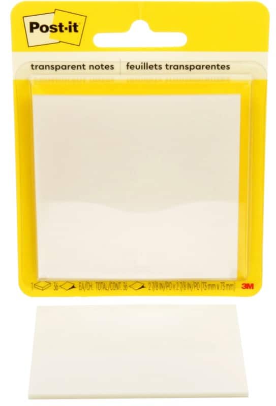Post-it Zelfklevende memoblaadjes 73 x 73 mm Blanco Transparant 36 Stuks