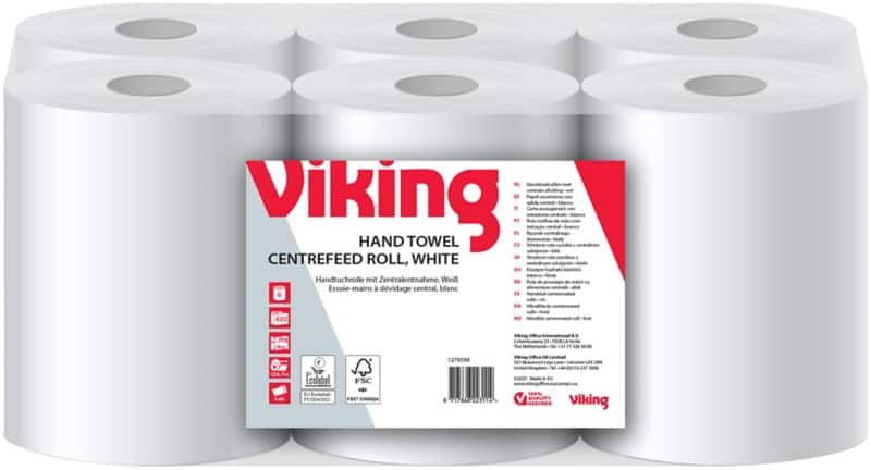 Viking Handdoekrol Wit 2-laags 125 m J621333.0 6 Rollen