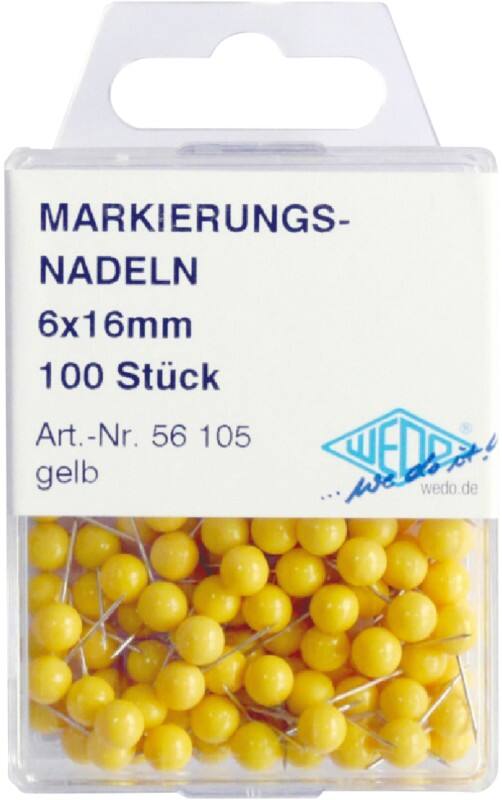 Épingles pour carte WEDO Métal Jaune 100 unités
