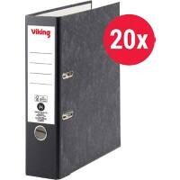 Viking Breed Classeur A4 staand 80 mm Zwart 2 Ringen 6180 Karton Wolkenmarmer Staand 20 Stuks