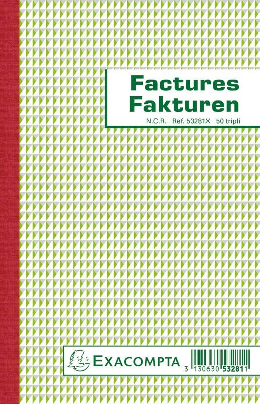 Livre de factures Exacompta 53281X Néerlandais/Français Triplicate 10 unités