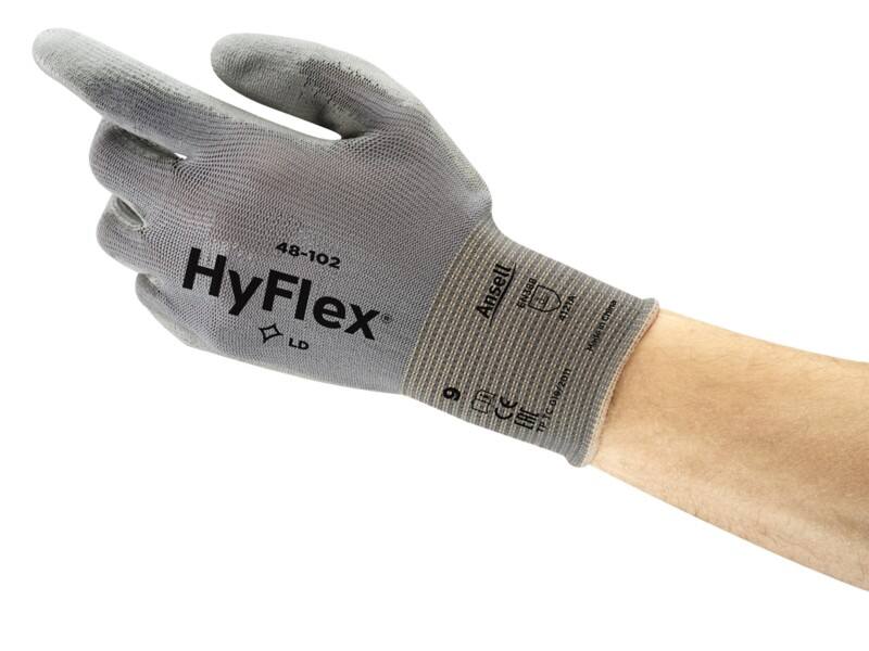 Ansell HyFlex Mechanical Protection Werkhandschoenen Nylon, PU (Polyurethaan) Maat 9 Grijs 12 Paar à 2 Handschoenen