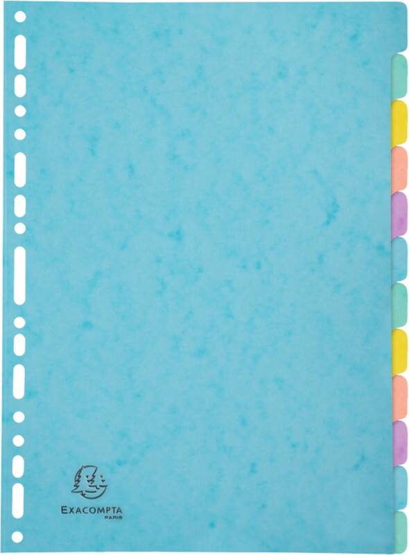Exacompta Aquarel Tabbladen Blanco A4+ Multikleur 12-delig Gewafeld karton 17 gaten 7712E Pak van 15