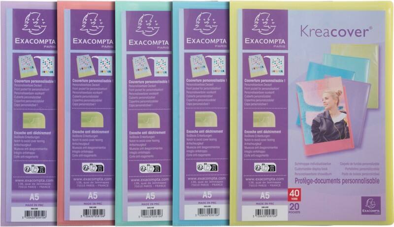 Livre de présentation Exacompta Kreacover Pastel A5 20 pochettes Assortiment 10 unités
