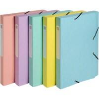 Exacompta Aquarel Archiefdoos 18560E A4 Gewafeld karton Elastiek 25 (B) x 2,5 (D) x 33 (H) cm Kleurenassortiment 25 mm 10 Stuks