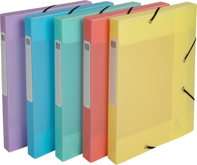 Exacompta Chromaline Pastel Archiefdoos 18570E A4 PP (Polypropeen) Elastiek 24 (B) x 0,3 (D) x 32 (H) cm Kleurenassortiment 25 mm 10 Stuks