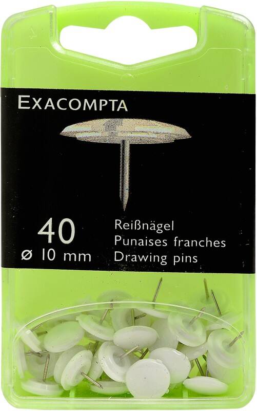Exacompta Punaises PS (Polystyreen) 10 mm Wit Pak van 40