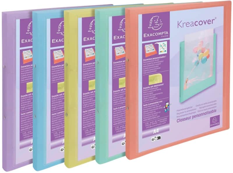 Classeur à anneaux Exacompta Kreacover Pastel 15 mm PP (Polypropylène) A4 2 Anneaux Assortiment 54279E 20 Unités