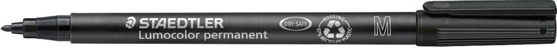 STAEDTLER Lumocolor Overheadmarker 97% gerecycleerd Medium Ronde punt 1 mm Zwart Navulbaar 10 Stuks