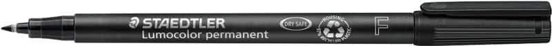 Marqueur permanent STAEDTLER Lumocolor Universal F 97% Recyclé Fin Ogive 0,6 mm Noir Rechargeable 10 Unités