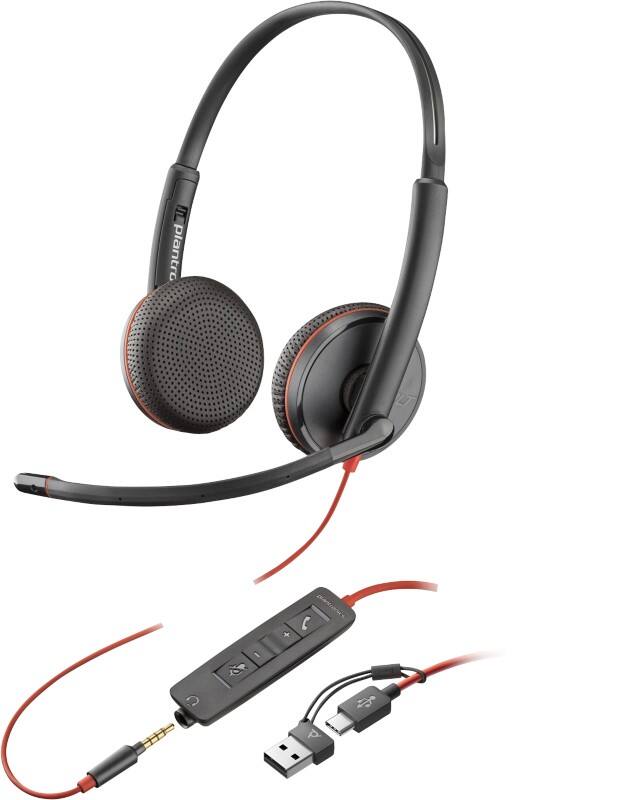 poly 8X229A6 Bedraad Headset Over het hoofd USB-C Met microfoon Stereo Zwart