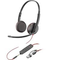 Casque audio poly Avec fil Sur tête USB-C Microphone Stéréo 8X229A6 Noir