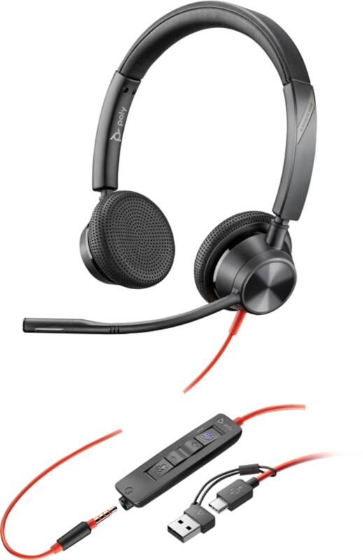HP Poly Blackwire 3325-M Headset Hoofd Met microfoon Mono Zwart