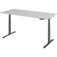 Bureau assis-debout Hammerbacher Rectangulaire Bois, Métal 1600 x 800 x 1295 x 645 - 1295 mm Gris clair