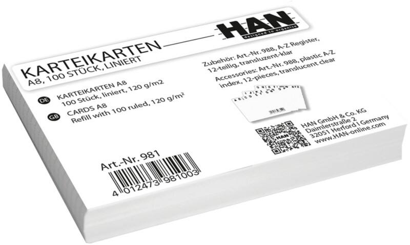 HAN Indexkaarten A8 Wit 7,4 cm 100 stuks