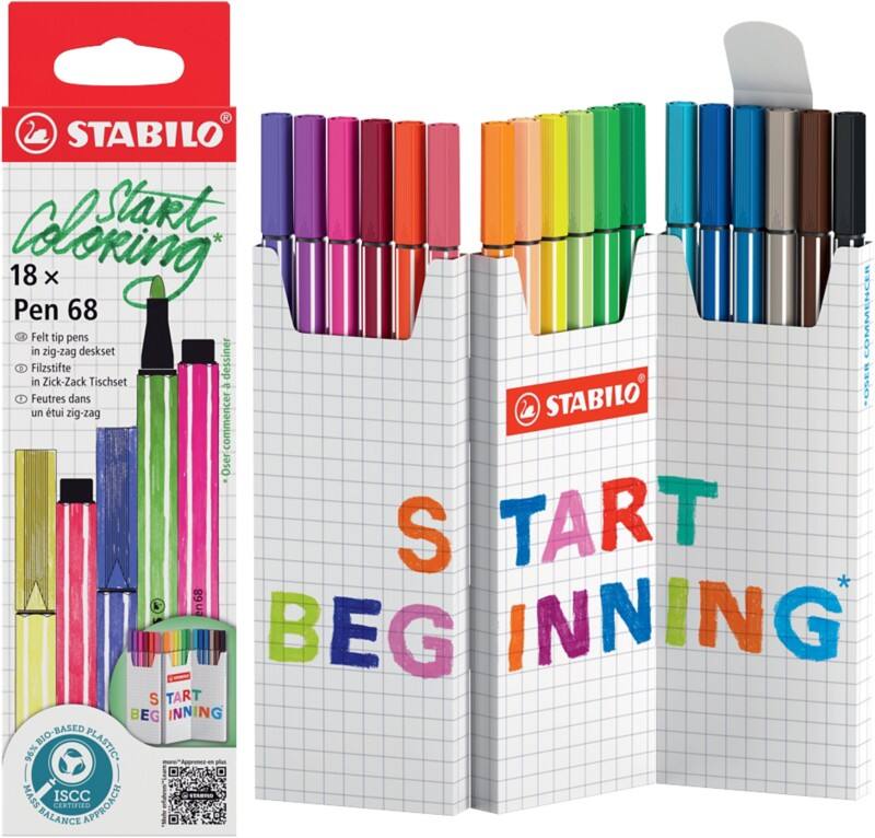 Stylo-feutre STABILO Pen 68 - Moyen Assortiment 6818/8 18 Unités