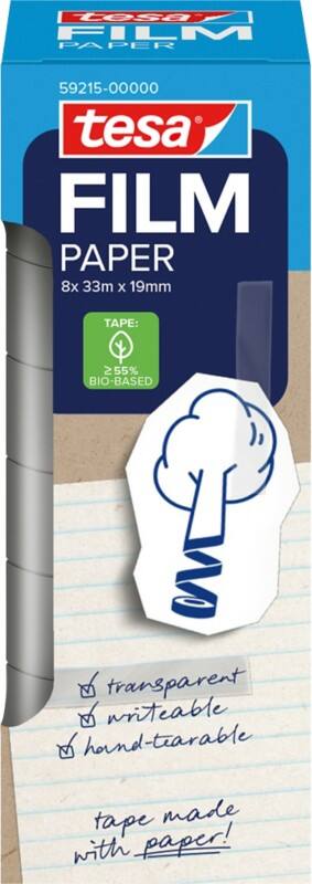 Ruban adhésif de bureau tesa tesafilm 59215 Transparent 19 mm (L) x 33 m (L) Papier   8 Unités