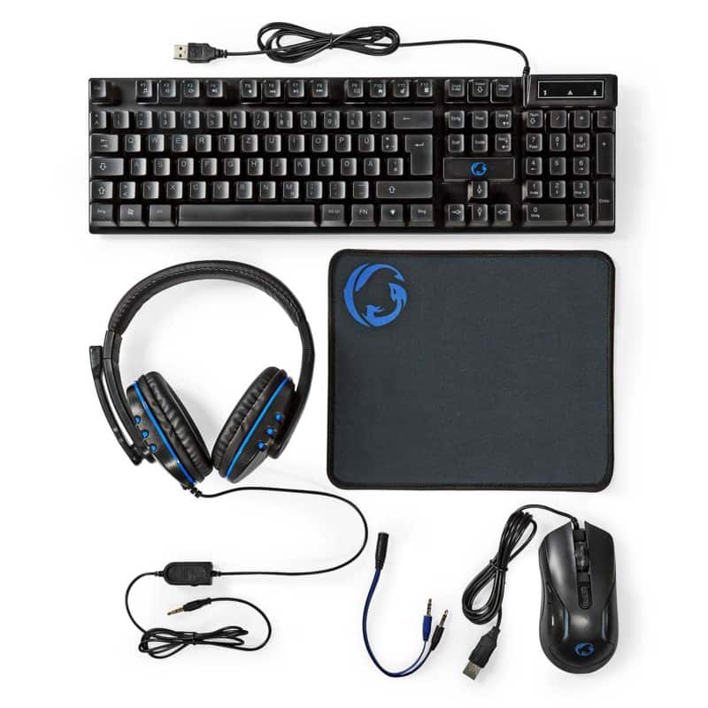 Nedis Gaming-starterkit Bedraad QWERTZ (DE) Zwart GCK51110BKDE