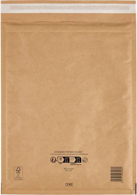 Enveloppes matelassées Mail Lite H/5 Doré Bande adhésive 100 unités