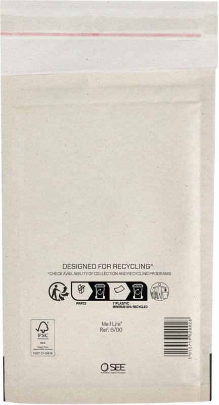 Mail Lite Gevoerde enveloppen B/00 Zonder venster Kleefstrip 200 Stuks