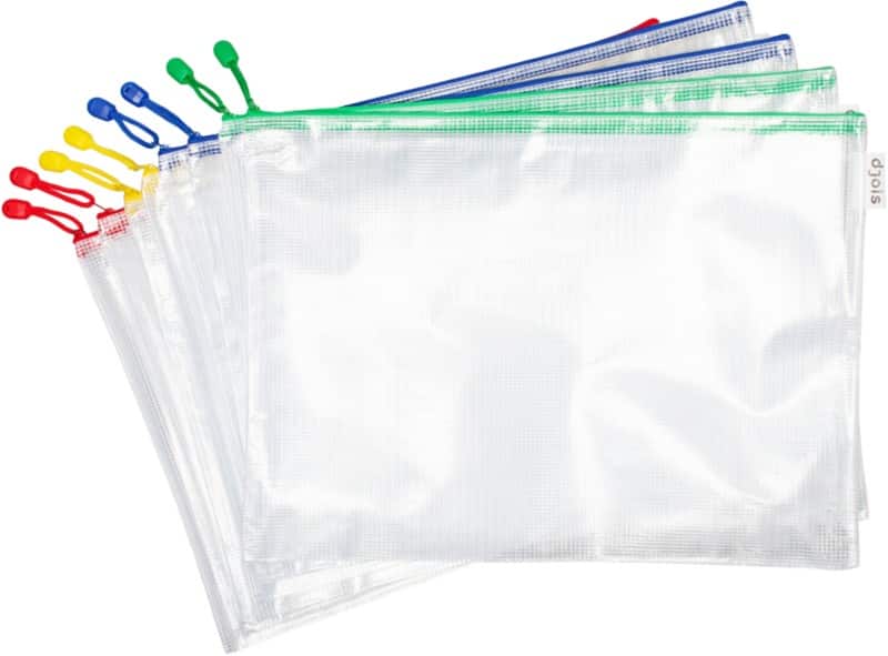 Djois Opbergvakken A3 Rits PVC (Polyvinylchloride) Liggend 33 (B) x 46 (D) x 2,5 (H) cm Kleurenassortiment 8 Stuks