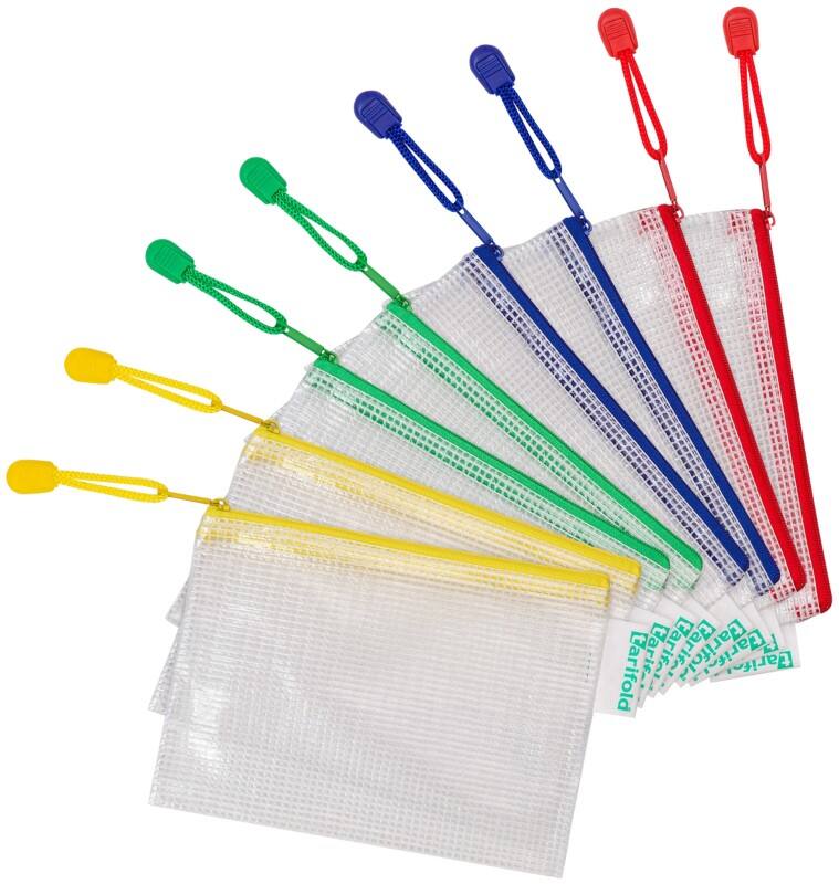 Djois Opbergvakken A6 Rits PVC (Polyvinylchloride) Liggend 16 (B) x 18,5 (D) x 2,5 (H) cm Kleurenassortiment 8 Stuks