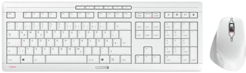 CHERRY Stream Desktop Toetsenbord en muis Draadloos QWERTZ Wit Set van 2