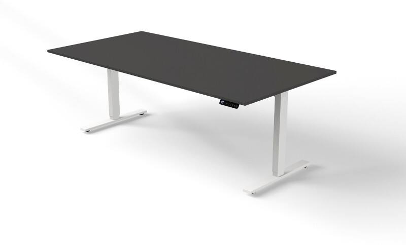 Kerkmann Move 3 Zit-sta-bureau Rechthoekig Antraciet T-Voet 2,000 (B) x 1.000 (D) x 1.200 (H) mm Hout