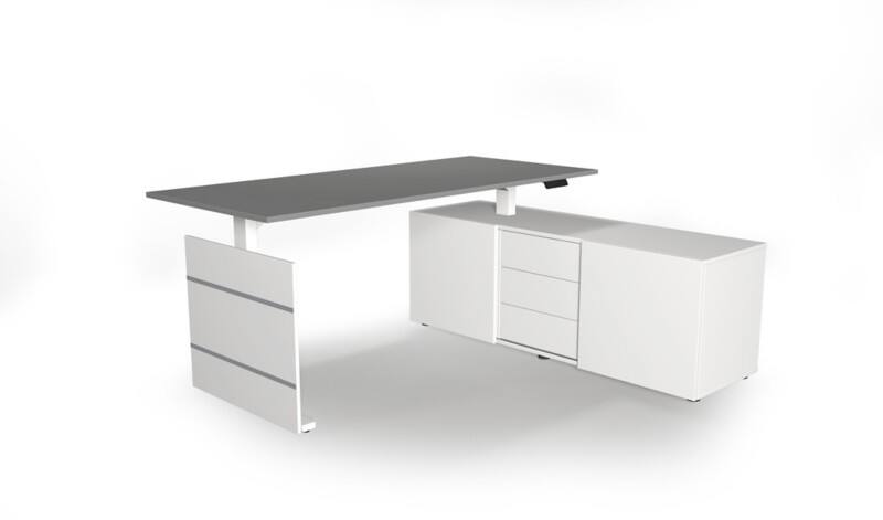 Bureau assis-debout Kerkmann Move 3 Forme libre Graphite Pied en T 3 Tiroirs 1800 (L) x 800 (P) x 720 (H) mm Bois