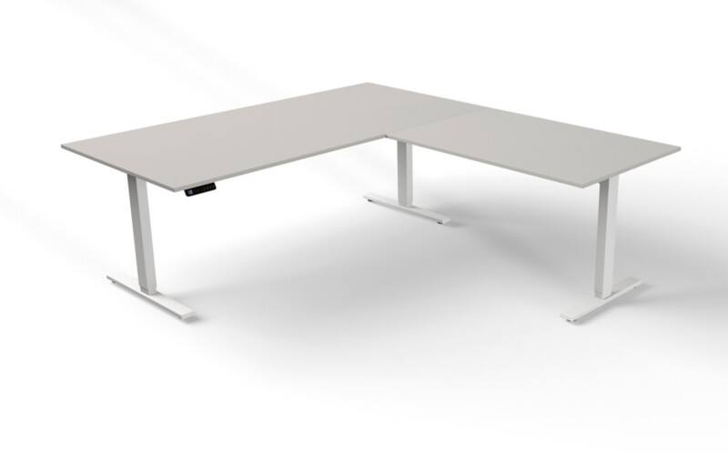 Kerkmann Move 3 Zit-sta-bureau Vrije vorm Lichtgrijs T-Voet 2,000 (B) x 1,000 (D) x 720 (H) mm Hout