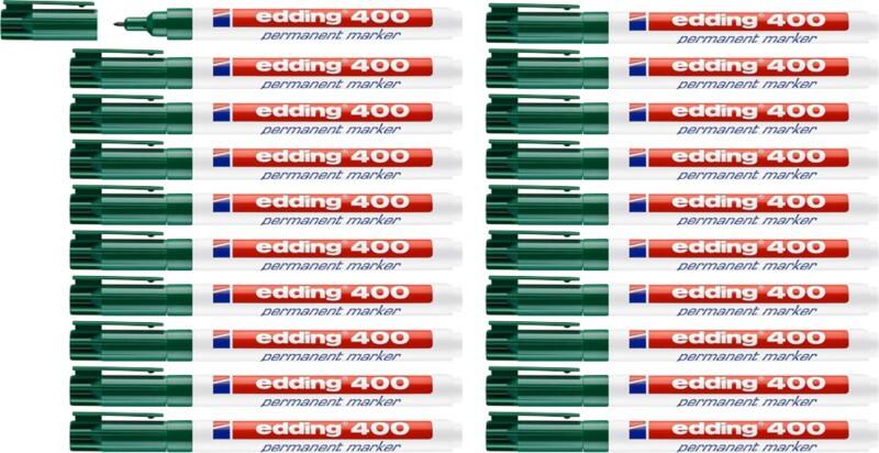 edding 400 Permanent marker Fijn Ronde punt 1 mm Groen Navulbaar Waterbestendig 16 + 4 gratis