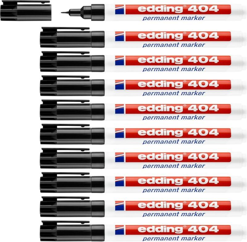Marqueur permanent edding 404 Extra fin Rond 0,75 mm Noir Résistant à l'eau 8 + 2 OFFERT