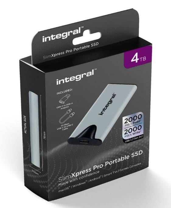 Integral SSD 4 TB USB 3.2 (Gen 2) Zilver INSSD4TPORT3.2SLIMXS