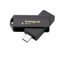 Integral USB-stick 128 GB USB Type-C Goud, zwart