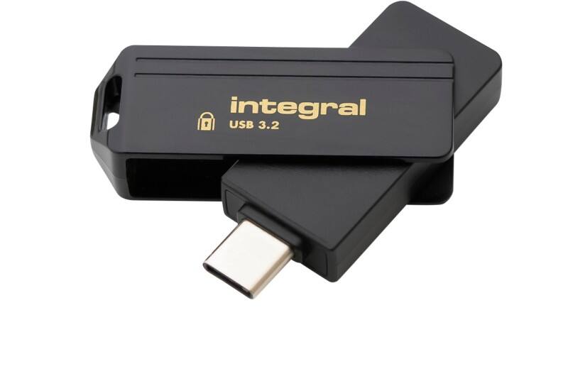 Clé USB Integral 256 Go USB Type-C Doré, noir