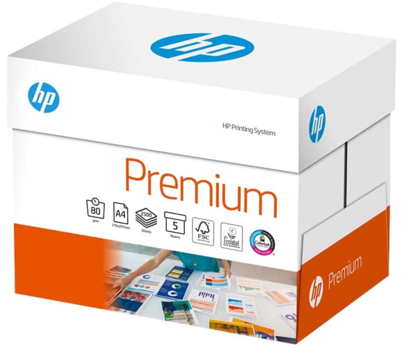 HP Premium A4 Kopieerpapier 80 g/m² Glad Wit 168 CIE 5 Pakken à 500 Vellen
