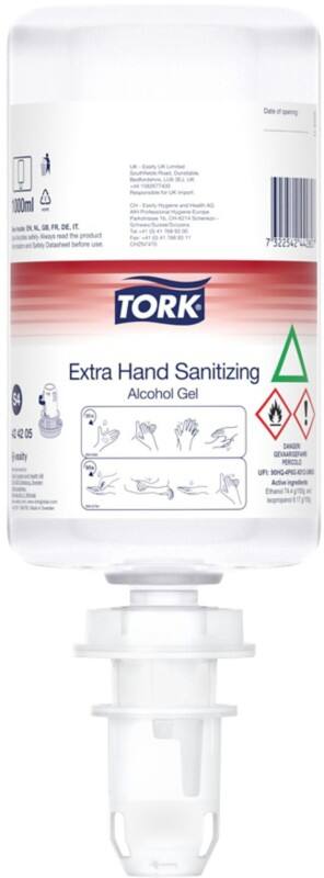Recharge de désinfectant pour les mains Tork S4 Gel Antibactérien 6 bouteilles de 1000 ml