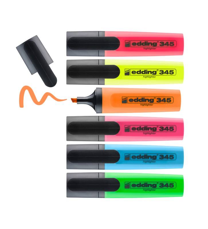 Surligneur edding 345 Assortiment 2-5 mm Biseauté Rechargeable 6 unités