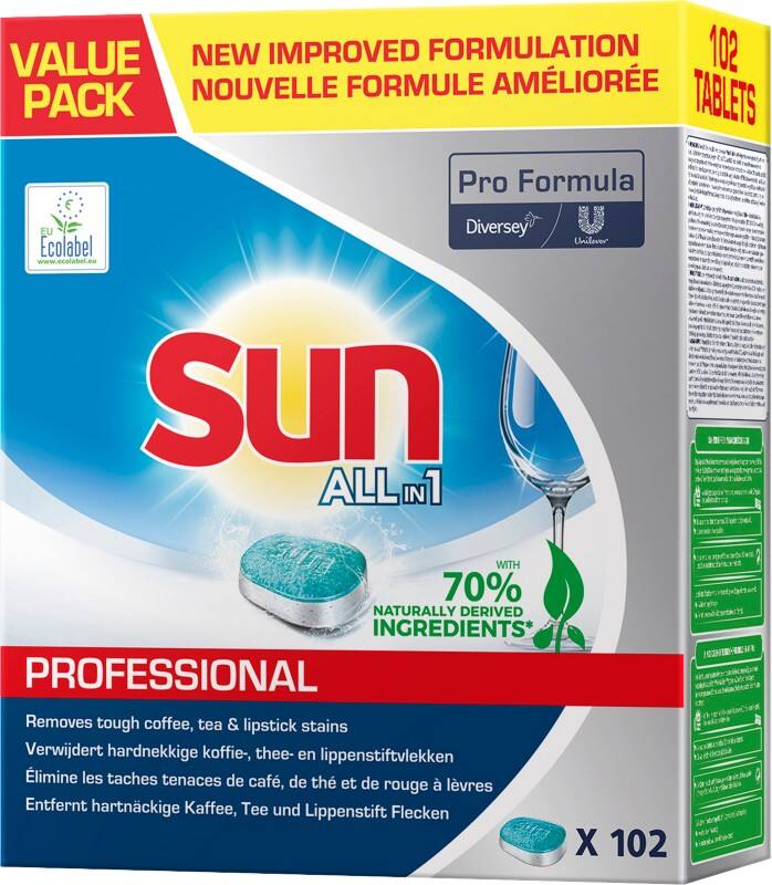 Tablettes pour lave-vaisselle Sun Professional All in 1 Tablettes 102 unités