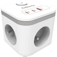 Rallonge Fellowes USB-A et USB-C 3 prises 2 m Blanc