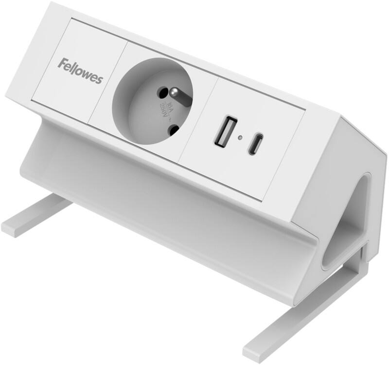 Multiprise bureau Fellowes USB-A et USB-C 1 prise 2 m Blanc